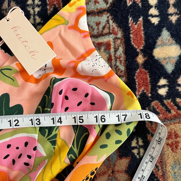 NWT Anthropologie Hutch Glenne Tropical Fruit Wrap Dress Maxi pink orange S - Picture 5 of 8
